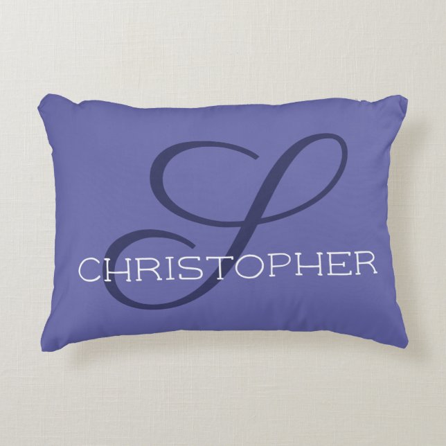 Almofada Decorativa S Inicial Nome Personalizado Caligrafia Moderno (Frente)
