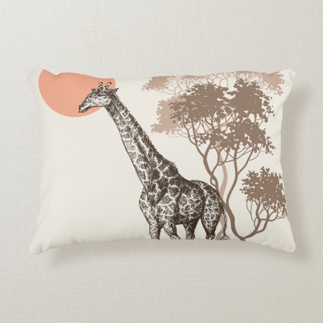 Almofada Decorativa Safari Sunset Giraffe Nature Scenery (Frente)
