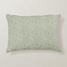 Almofada Decorativa Sage de aquarela Elegante Floral Verde Roxo