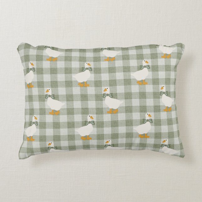 Almofada Decorativa Sage Green Gingham Goose Buffalo Check Nursery  (Frente)