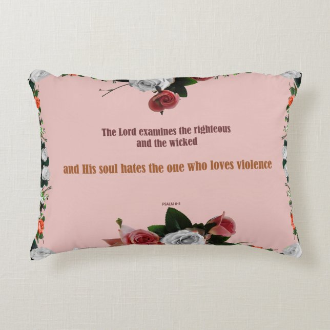 Almofada Decorativa Salmo 11:5, Sem Violência (Frente)