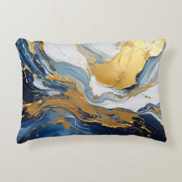 Almofada Decorativa Salpico Ousado de Ouro e Azul
