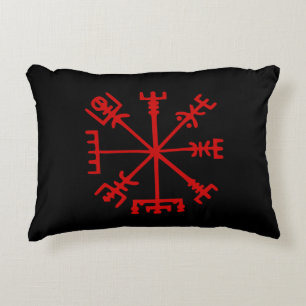Almofada Decorativa Sangue Red Vegvísir (Viking Compass)
