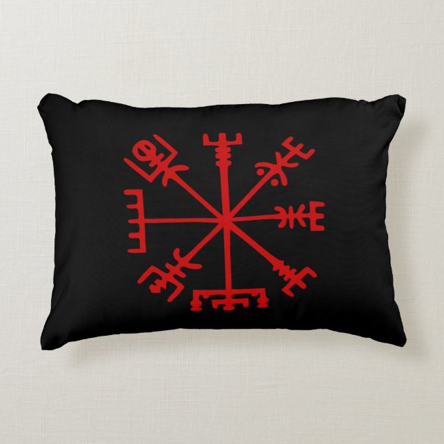Almofada Decorativa Sangue Red Vegvísir (Viking Compass) (Frente)