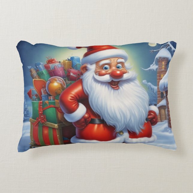 Almofada Decorativa Santa Clause Feliz Feliz ano novo de Natal (Frente)