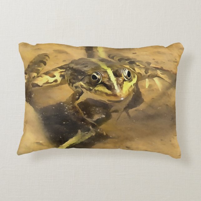 Almofada Decorativa Sapo Marsh Imerso Em Pintura De Água Do Rio (Verso)
