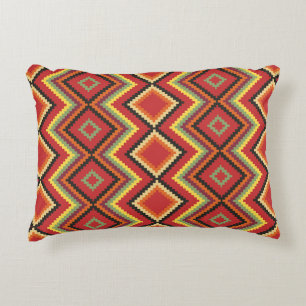 Almofada Decorativa Sarape Vermelho Dourado Azul
