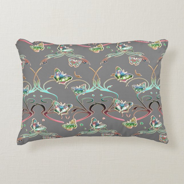 Almofada Decorativa Schmetterlinge Verzierungen Grau  (Frente)