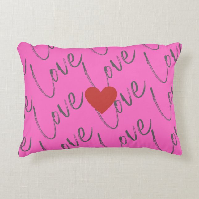 Almofada Decorativa Script de Amor com Coração (Frente)