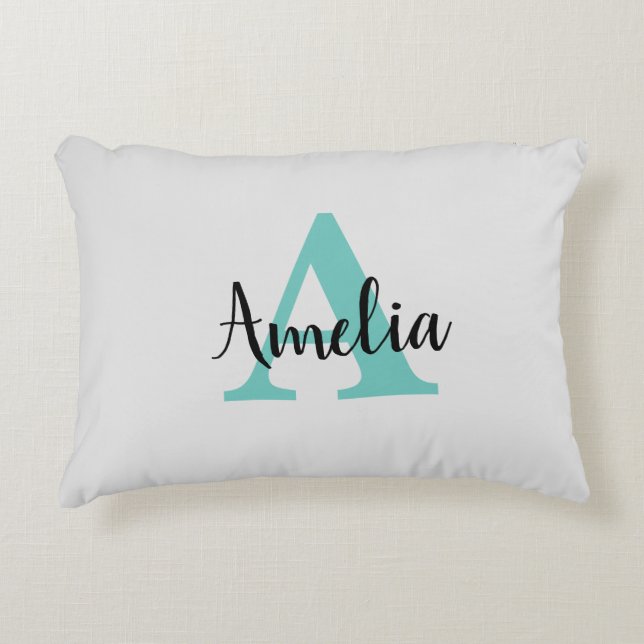 Almofada Decorativa Script Monograma de Nome Personalizado (Frente)