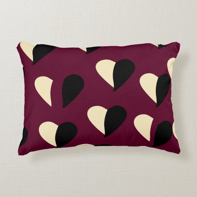 Almofada Decorativa Seamless pattern with black and white heart. St Va (Frente)
