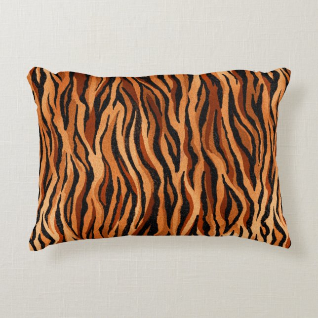 Almofada Decorativa seamless tiger skin pattern. hand drawn (Frente)