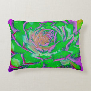 Almofada Decorativa Sedum Rosette Verde e Magenta Suculente