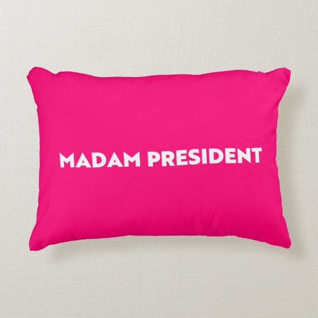 Almofada Decorativa Senhora Presidente, tipografia moderna rosa-quente (Frente)
