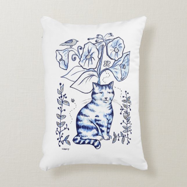 Almofada Decorativa Sentado Blue Cat (Frente(Vertical))