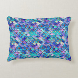 Almofada Decorativa Sereia Colorida Escala Padrões Pequenas Meninas