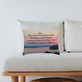 Almofada Decorativa Serenity Prayer Pink Seascape Sunset Photo