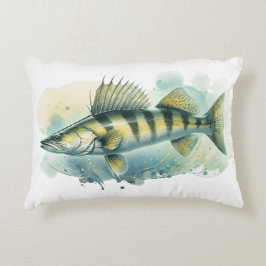 Almofada Decorativa Série Aquarela: Zander/Percas