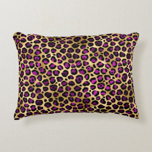 Almofada Decorativa Série Leopardo Roxo e Dourada Design 4