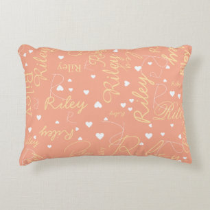 Almofada Decorativa Seu nome com Peach inicial e coração