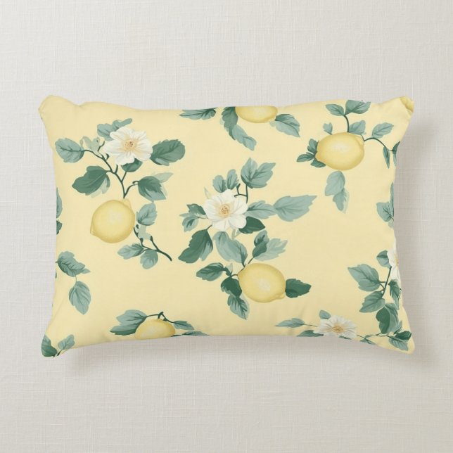 Almofada Decorativa Shabby Chic Lemon Floral Series Design #2 (Frente)