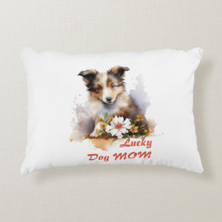 Almofada Decorativa Shetland Sheepdog Puppy Pet Watercolor Fllower
