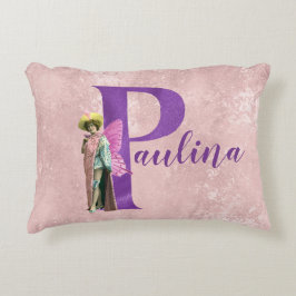 Almofada Decorativa Shimmer Roxo - Letra P ilustrada