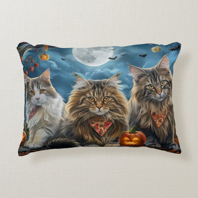 Almofada Decorativa Siberian Cat Halloween Spooky (Frente)