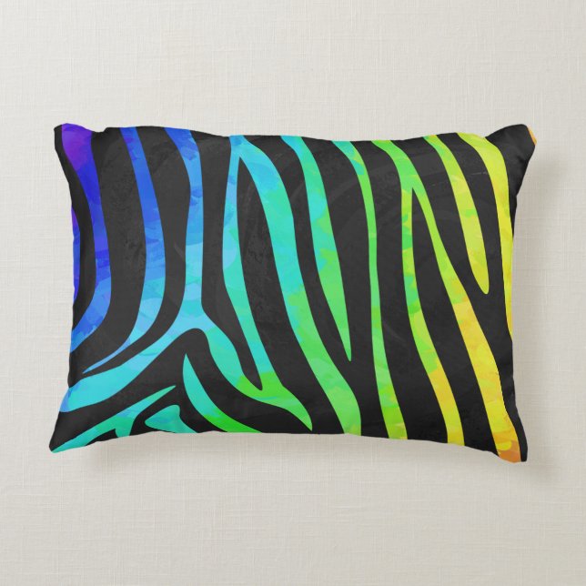 Almofada Decorativa Silhouette Zebra Black e Rainbow (Verso)