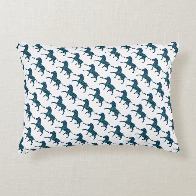 Almofada Decorativa Silhueta Azul e Preta de Zebra (Frente)