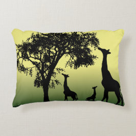 Almofada Decorativa Silhuetas da Savana ao Pôr do Sol