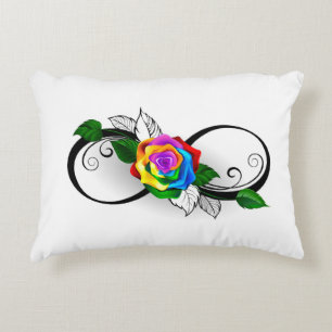 Almofada Decorativa Símbolo de Infinito com Rosa Arco-íris