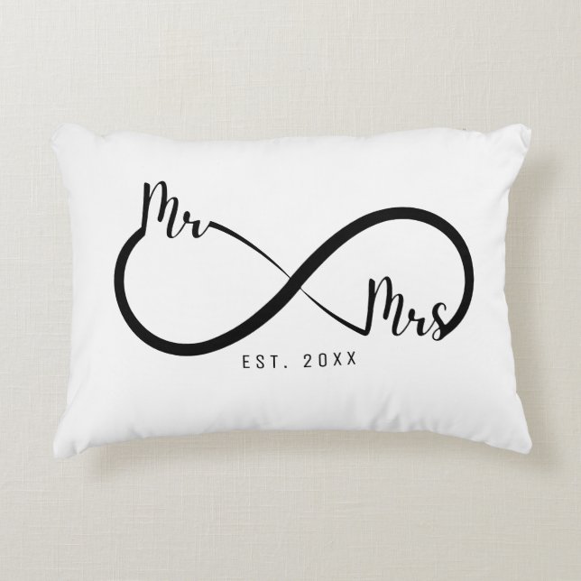 Almofada Decorativa Símbolo do Infinito Branco Sr. e Sra. (Frente)