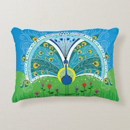 Almofada Decorativa Simetria de Pavão Encantadora
