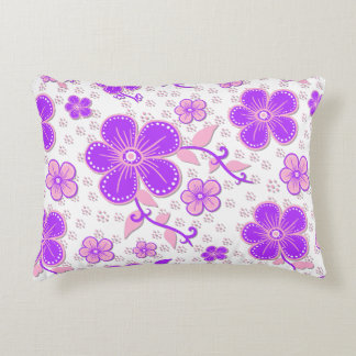 Almofada Decorativa Simples Floral Aquarela Impressão púrpura e rosa