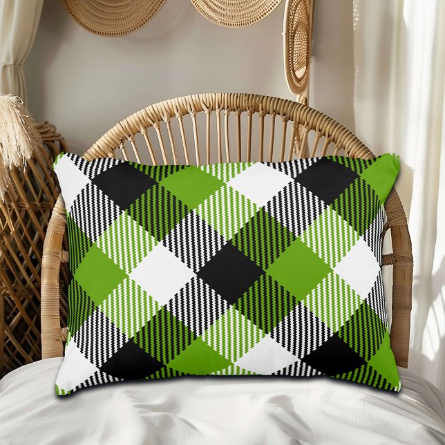 Almofada Decorativa Simples Xadrezes Tartan Neon Green (Criador carregado)