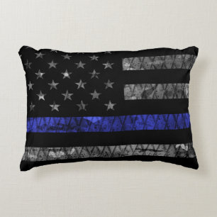 Almofada Decorativa Sinalizador de Linha Azul Fino da Polícia