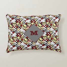 Almofada Decorativa Skeletons Skulls in Chef Hats and Rosa vermelha Im