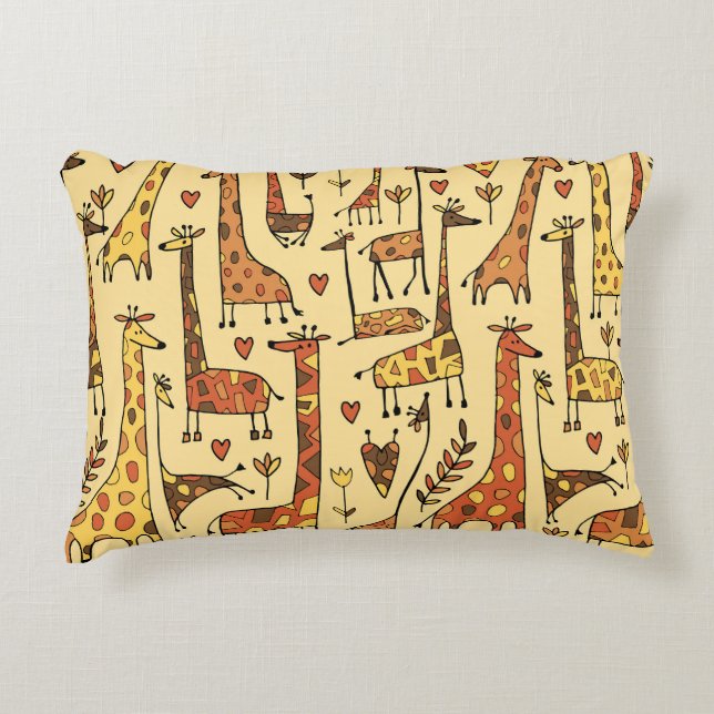 Almofada Decorativa Sketch Giraffe, Design De Diversão Sem Olho. (Frente)