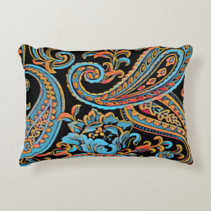 Almofada Decorativa Sky Blue e Autumn Orange Vintage Paisley