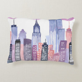 Almofada Decorativa Skyline Cityscape de Aquarela