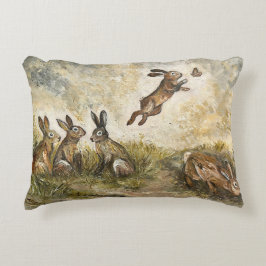 Almofada Decorativa Skyward Fluff Meadow Hare Whimsical Rabbit Family