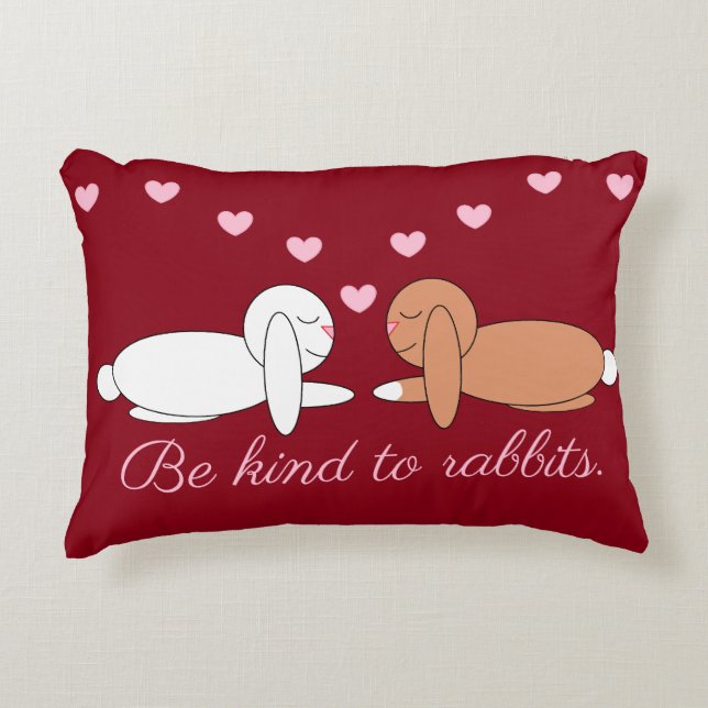 Almofada Decorativa Smiling Rabbits in Love: Maroon (Frente)