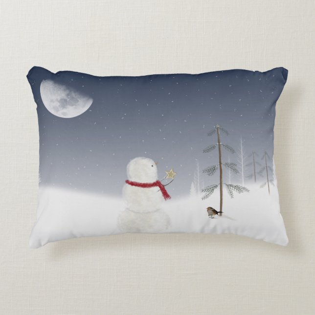 Almofada Decorativa Snowman de Natal (Frente)