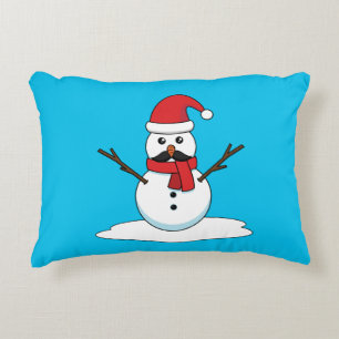 Almofada Decorativa Snowman engraçado com bigode e papagaio