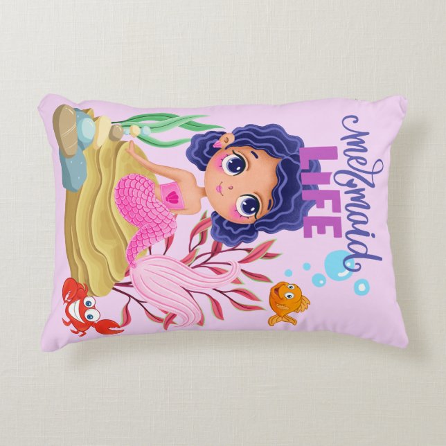 Almofada Decorativa Sob o mar, a Sereia foi personalizada (Frente)