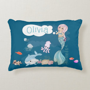 Almofada Decorativa Sob o Mar Sereia Personalizada