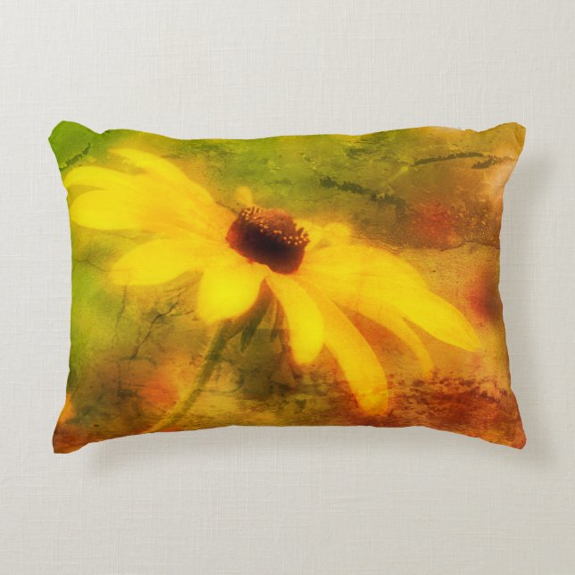 Almofada Decorativa Solteiro Black Eyed Susan Daisy Abstrato Grunge (Frente)