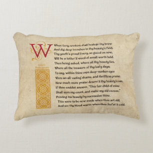 Almofada Decorativa Soneto de Shakespeare 2 (ii) no pergaminho