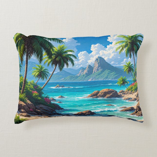 Almofada Decorativa Sonhe, Paraíso Tropical, (Frente)